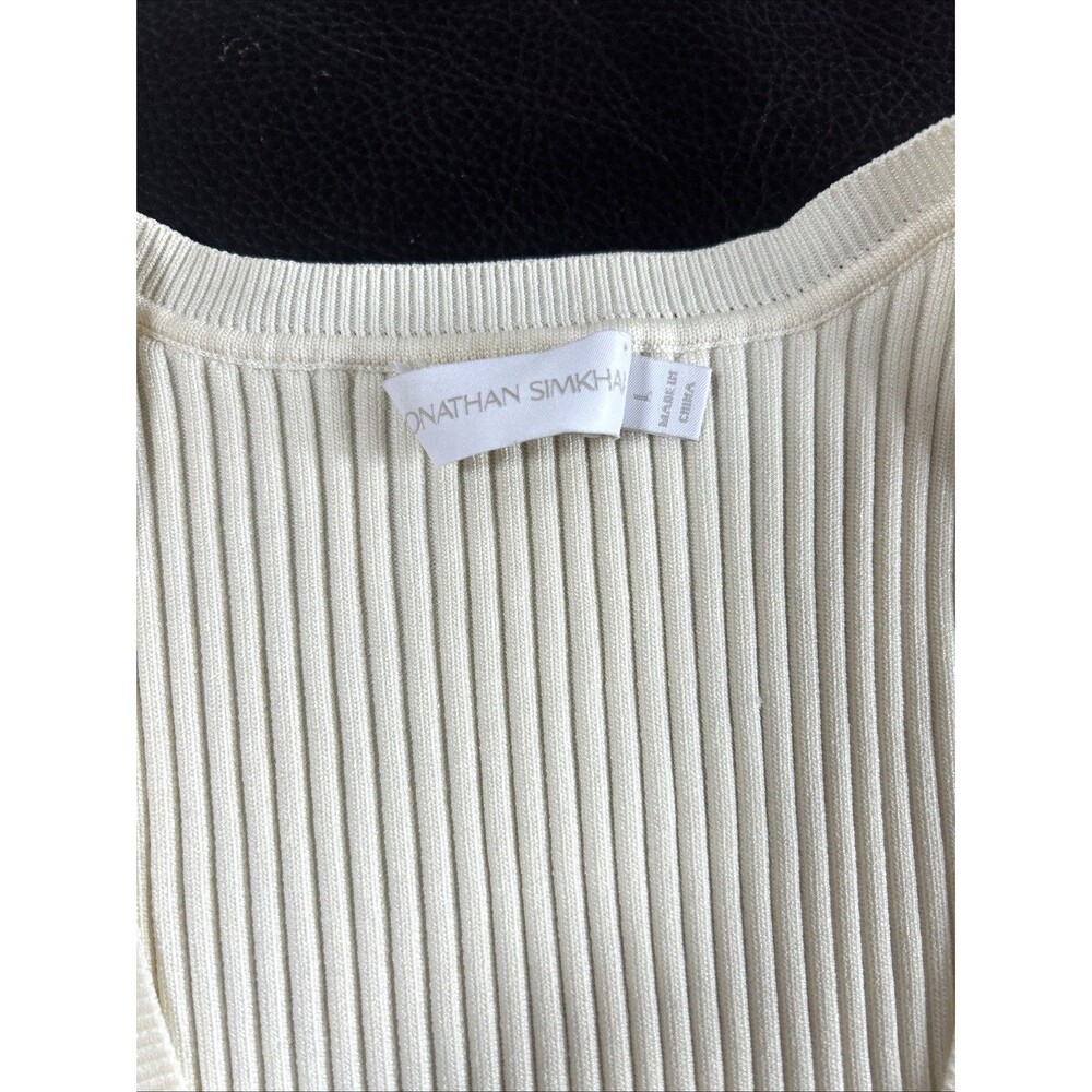 Jonathan Simkhai Liezel Rib Tank Top  Scoop Neck Ivory  Color Size L - Picture 5 of 7